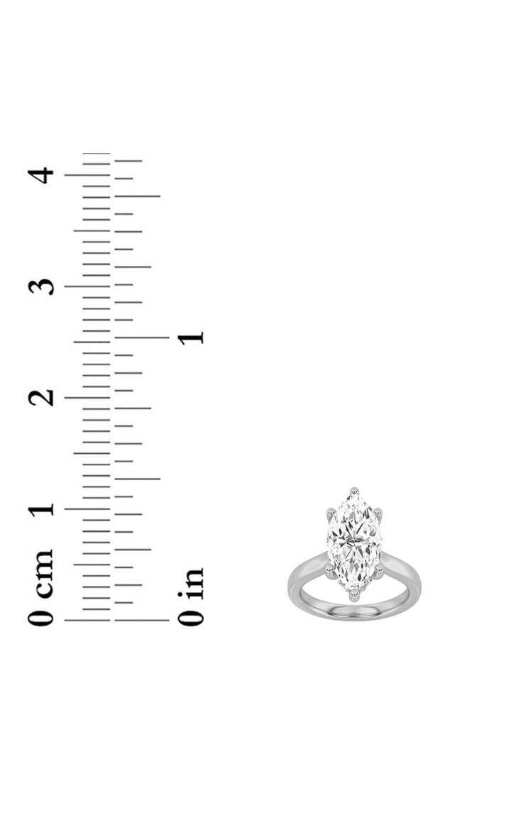 3Cttw Marquise Shaped Lab Grown Diamond (F/VS) Hidden Halo Cathedral Shank Engagement Ring in 14K Gold