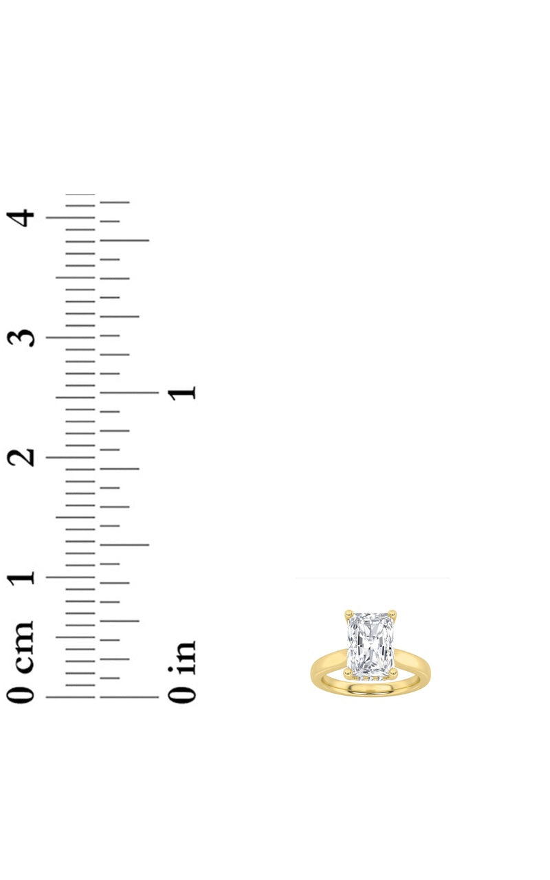 2Cttw Radiant Shaped Lab Grown Diamond (F/VS) Hidden Halo Cathedral Shank Engagement Ring in 14K Gold