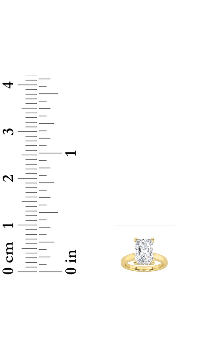 2Cttw Radiant Shaped Lab Grown Diamond (F/VS) Hidden Halo Cathedral Shank Engagement Ring in 14K Gold