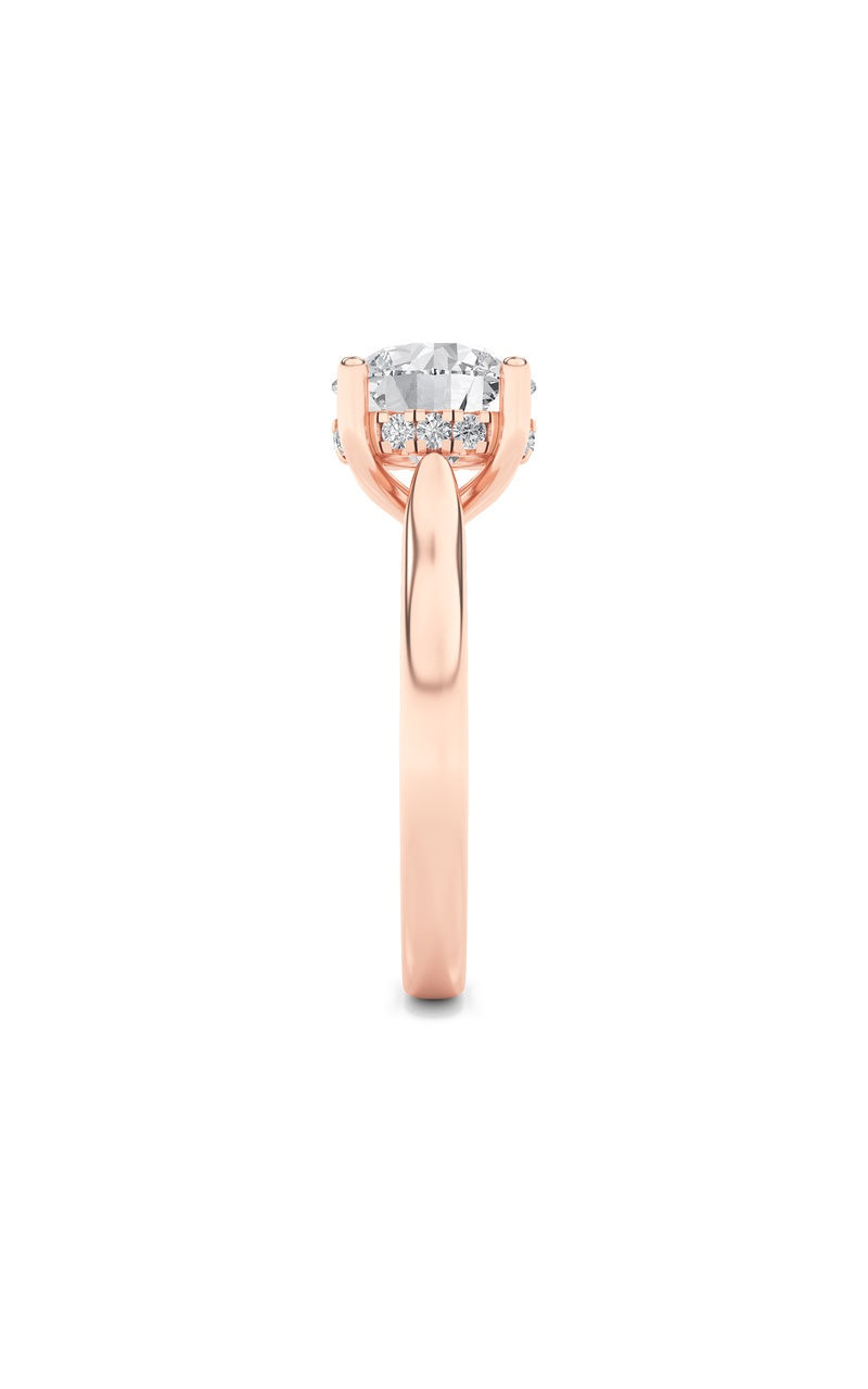 1Cttw Round Shaped Lab Grown Diamond (F/VVS) Hidden Halo Cathedral Shank Engagement Ring in 14K Gold