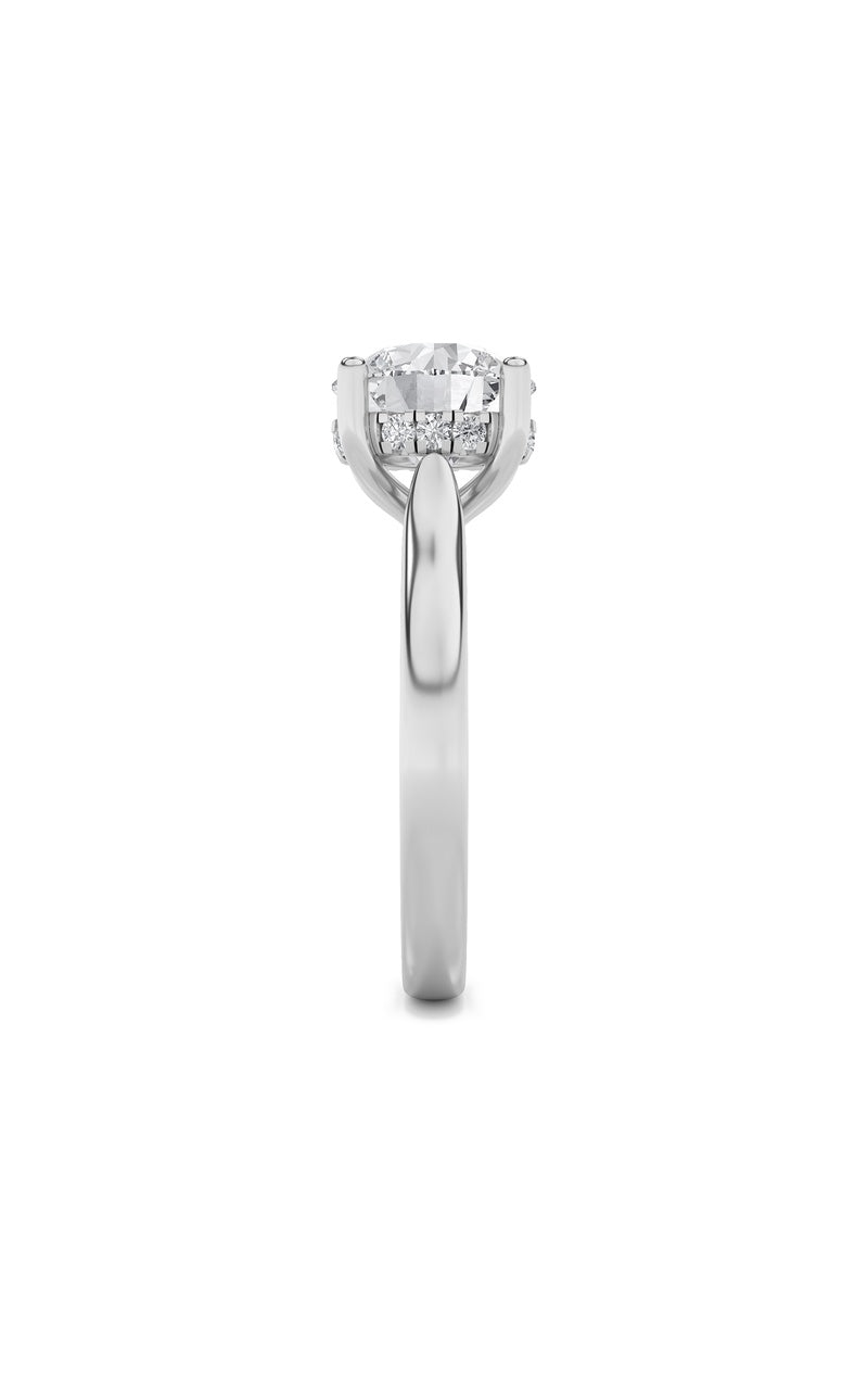 3Cttw Round Shaped Lab Grown Diamond (F/VS) Hidden Halo Cathedral Shank Engagement Ring in 14K Gold