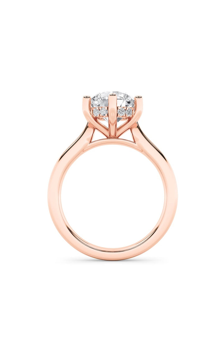 2Cttw Round Shaped Lab Grown Diamond (F/VS) Hidden Halo Cathedral Shank Engagement Ring in 14K Gold