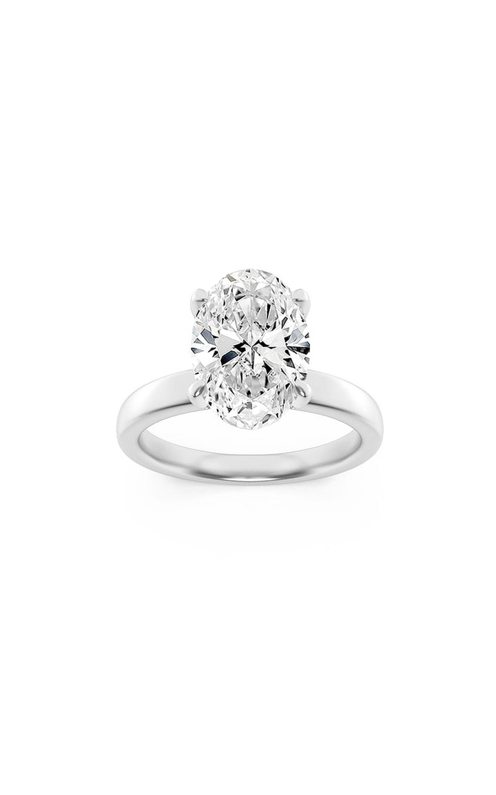 2Cttw Oval Shaped Lab Grown Diamond (F/VS) HiddenHalo Petite Shank Ring in 14K Gold