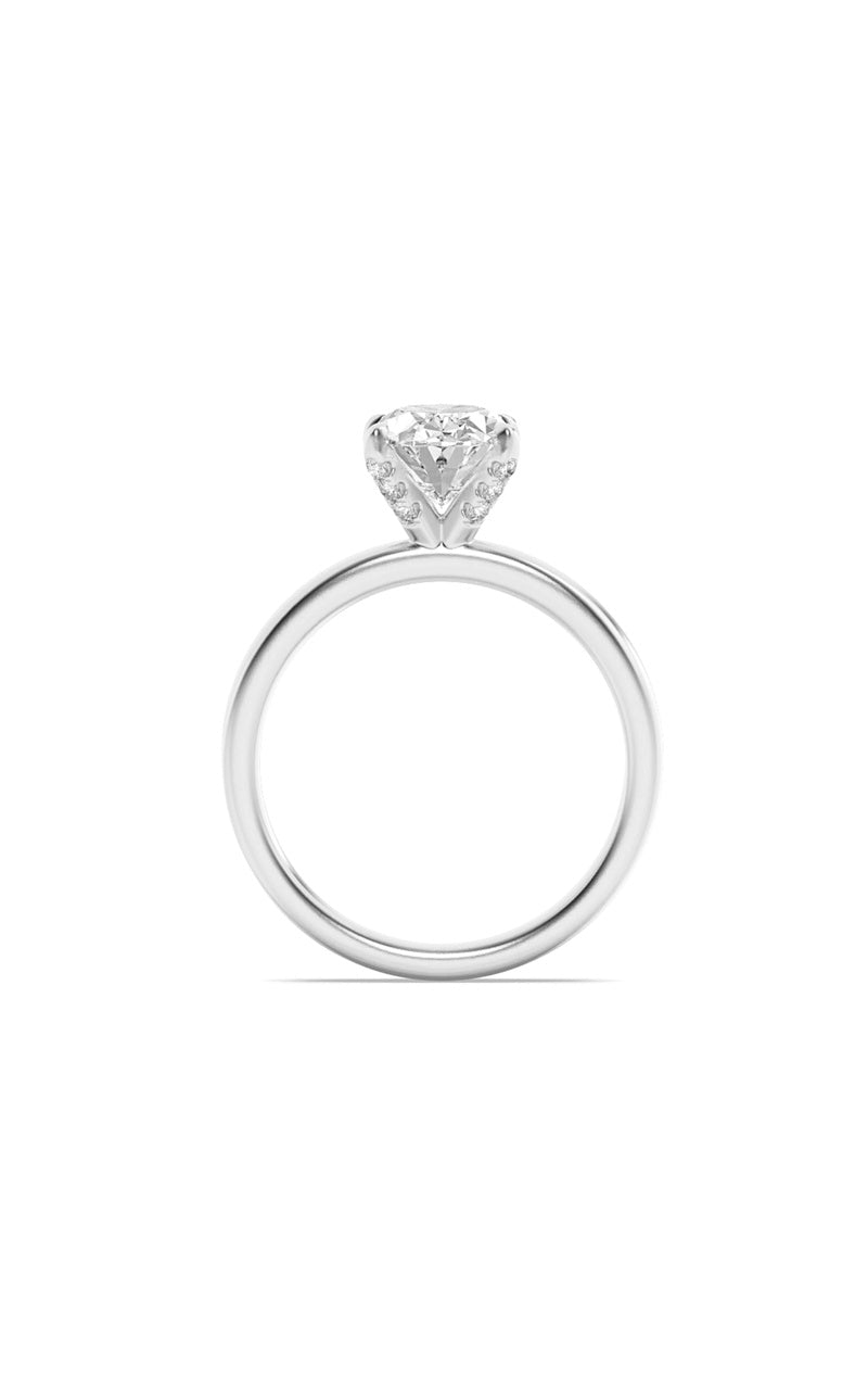 2Cttw Oval Shaped Lab Grown Diamond (F/VS) Hidden Halo Petite Shank Ring in 14K Gold