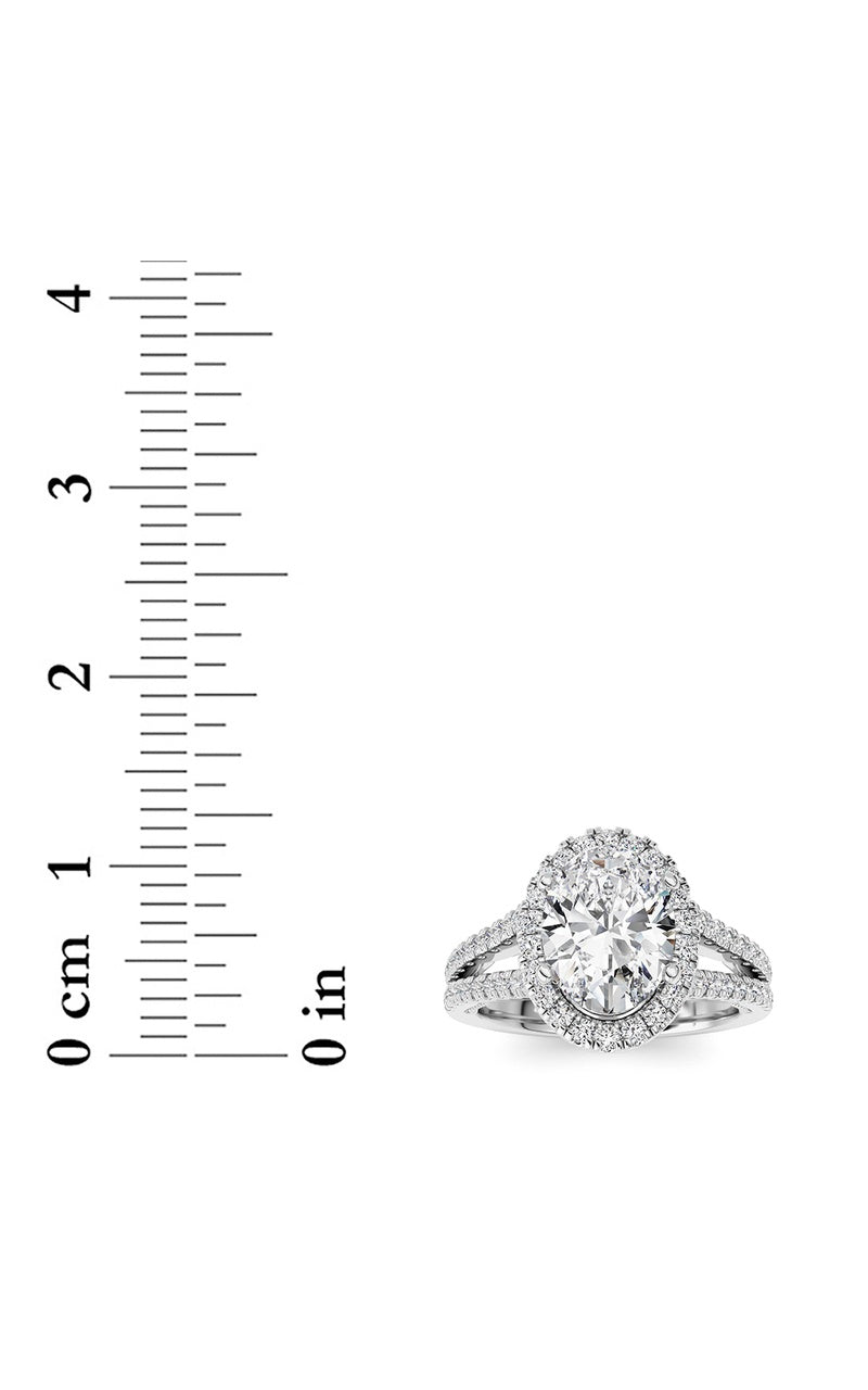 2Cttw Oval Shaped Lab Grown Diamond (F/VS) Split shank Accented Ring in 14K Gold