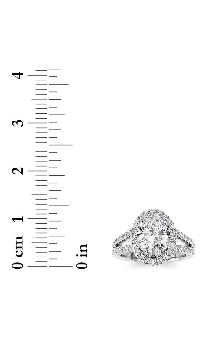 2Cttw Oval Shaped Lab Grown Diamond (F/VS) Split shank Accented Ring in 14K Gold