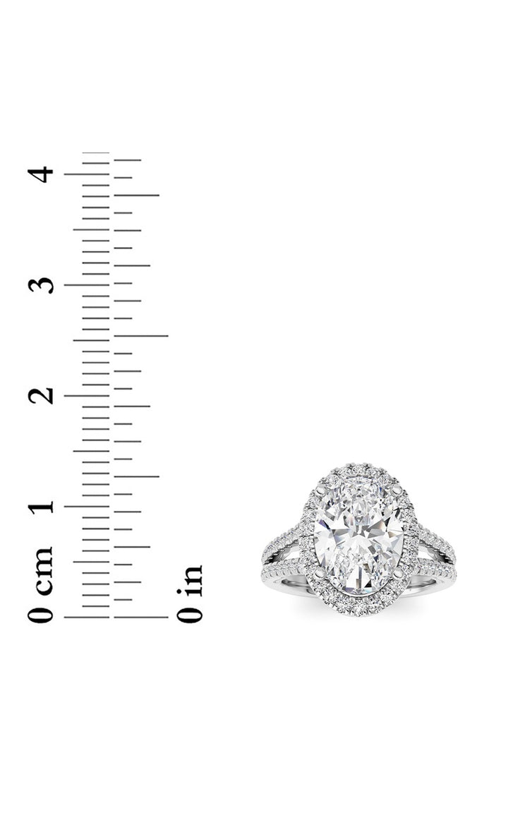 3Cttw Oval Shaped Lab Grown Diamond (F/VS) Split shank Accented Ring in 14K Gold