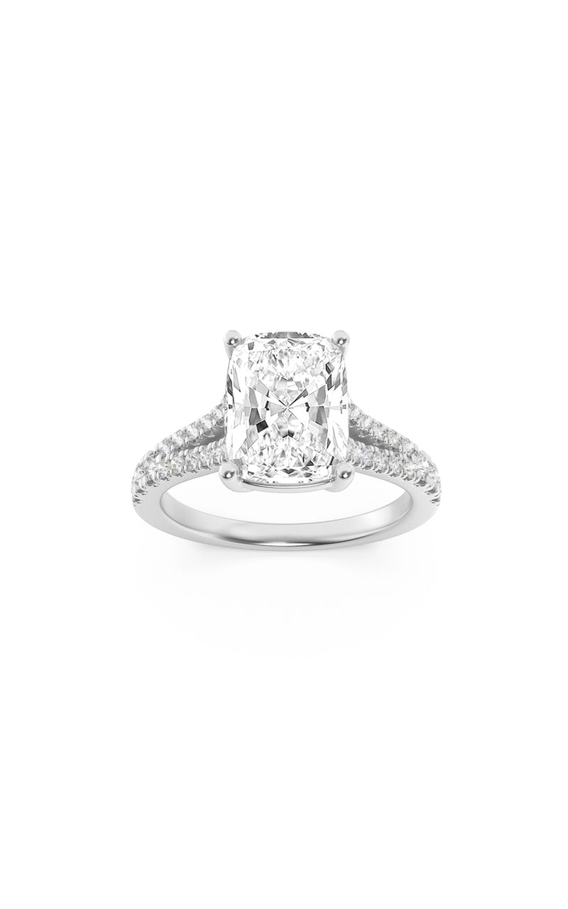 2.25Cttw Elongated Cushion Shaped Lab Grown Diamond (F/VS) Split Shank Accented Enagagement Ring in 14K Gold