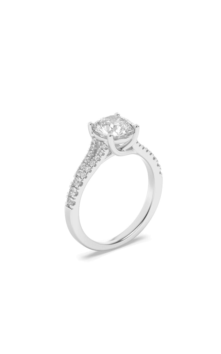 4Cttw Round Shaped Lab Grown Diamond (F/VS) SplitShank Trellis Engagement Ring in 14K Gold