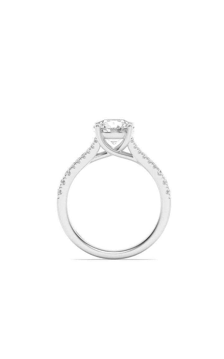 4Cttw Round Shaped Lab Grown Diamond (F/VS) Split Shank Trellis Engagement Ring in 14K Gold