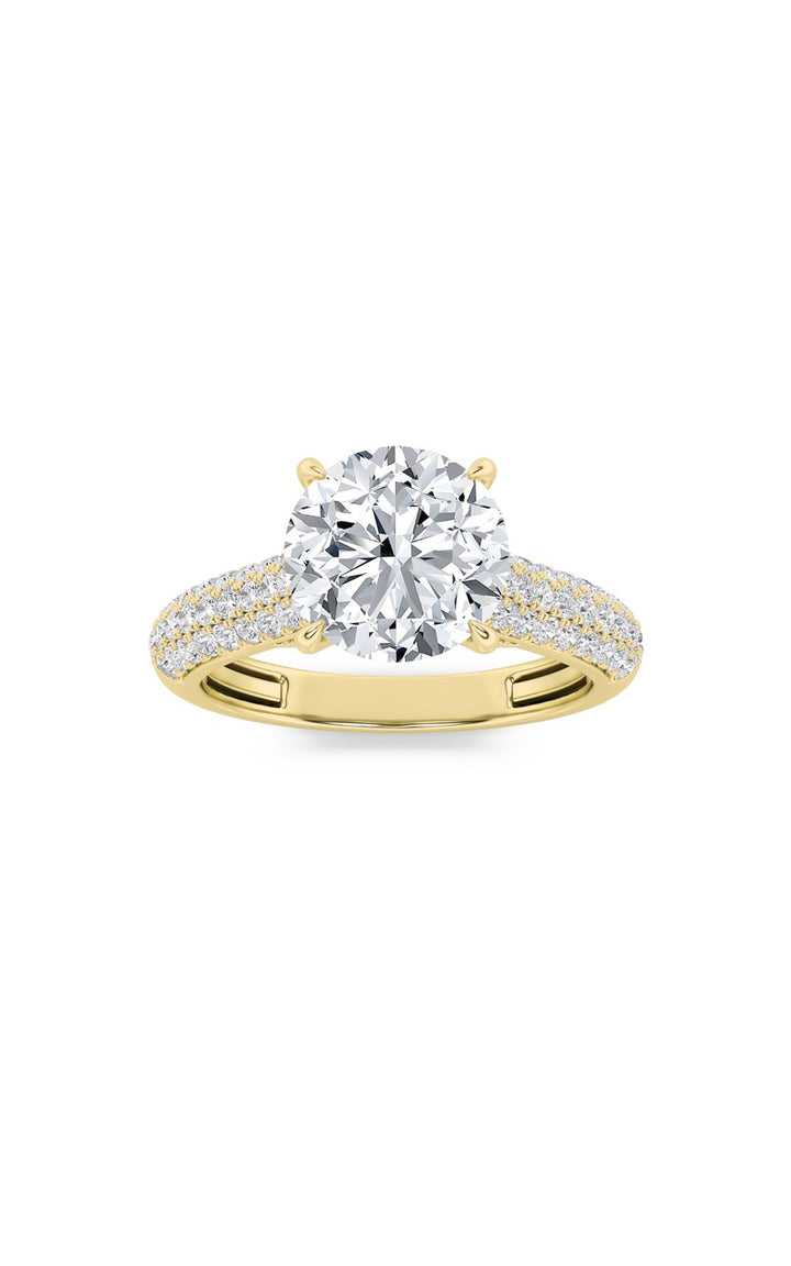 1.5Cttw Round Shaped Lab Grown Diamond (F/VS) Hidden Halo Accented Engagement Ring in 14K Gold