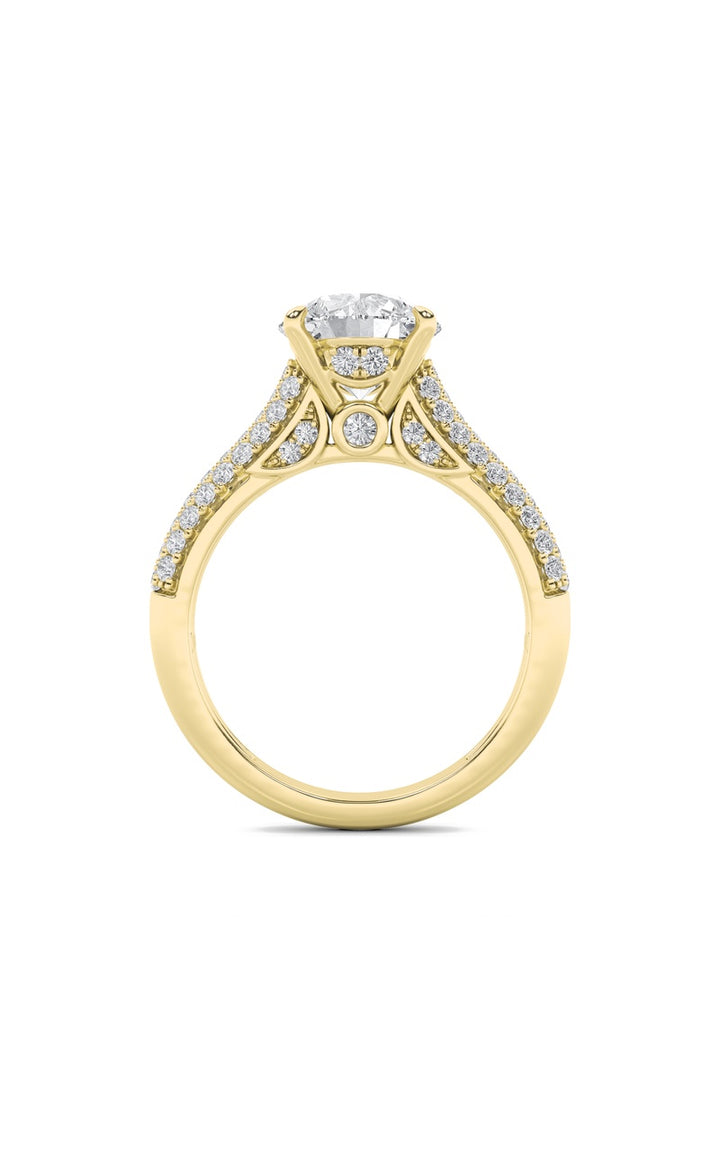 1.5Cttw Round Shaped Lab Grown Diamond (F/VS) Hidden Halo Accented Engagement Ring in 14K Gold