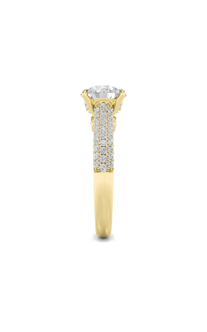 1.5Cttw Round Shaped Lab Grown Diamond (F/VS) Hidden Halo Accented Engagement Ring in 14K Gold
