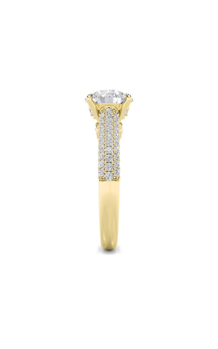 1.5Cttw Round Shaped Lab Grown Diamond (F/VS) Hidden Halo Accented Engagement Ring in 14K Gold