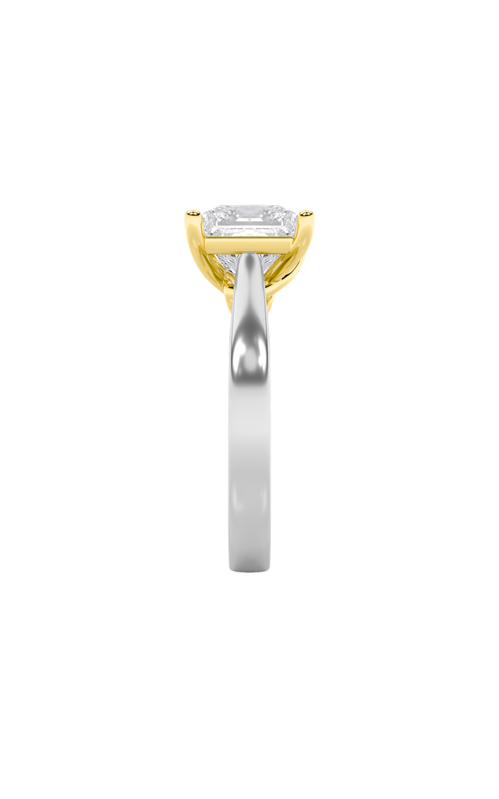 3Cttw Princess Shaped Lab Grown Diamond (F/VS) Two Tone Twisted Basket Cathedral Shank Solitaire Ring in 14K Gold