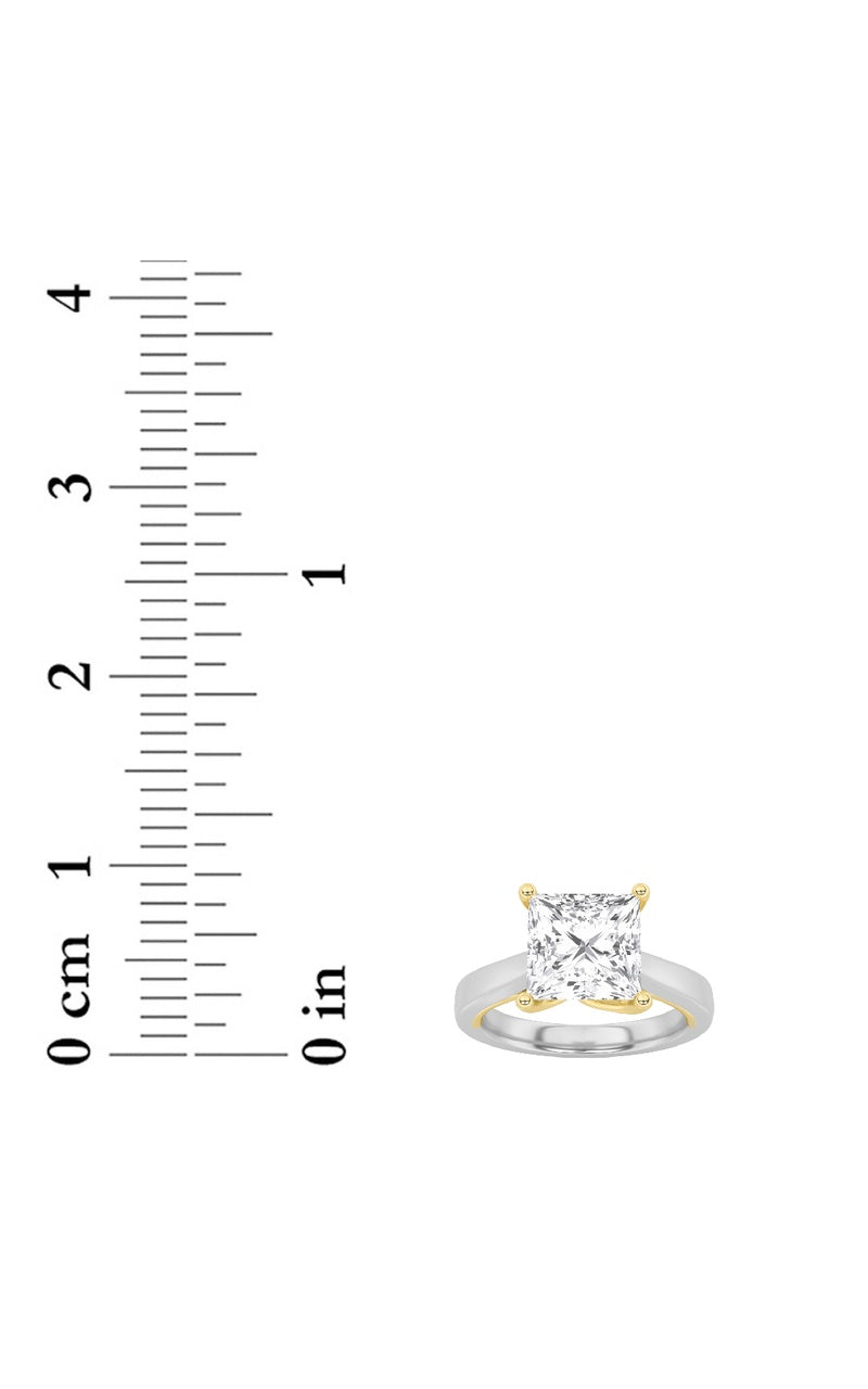 3CTW Princess Shaped Lab Grown Diamond (F/VS) Two Tone Twisted Basket Cathedral Shank Solitaire Ring in 14K Gold