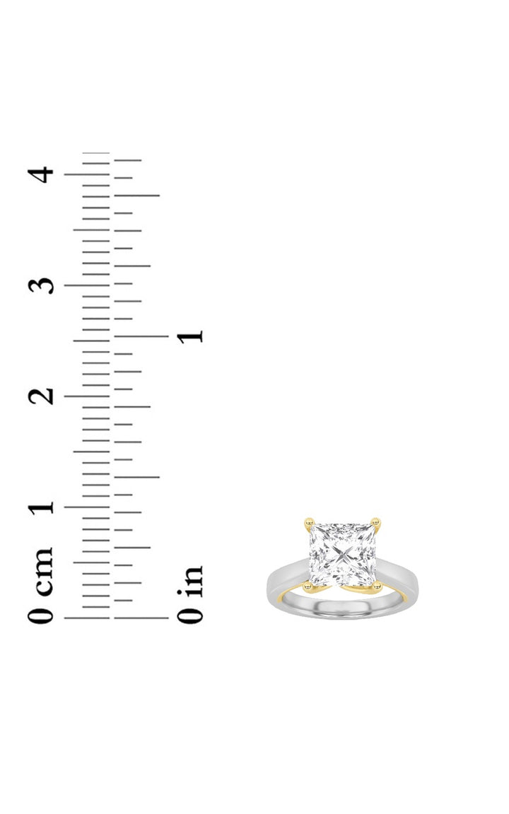 3CTW Princess Shaped Lab Grown Diamond (F/VS) Two Tone Twisted Basket Cathedral Shank Solitaire Ring in 14K Gold