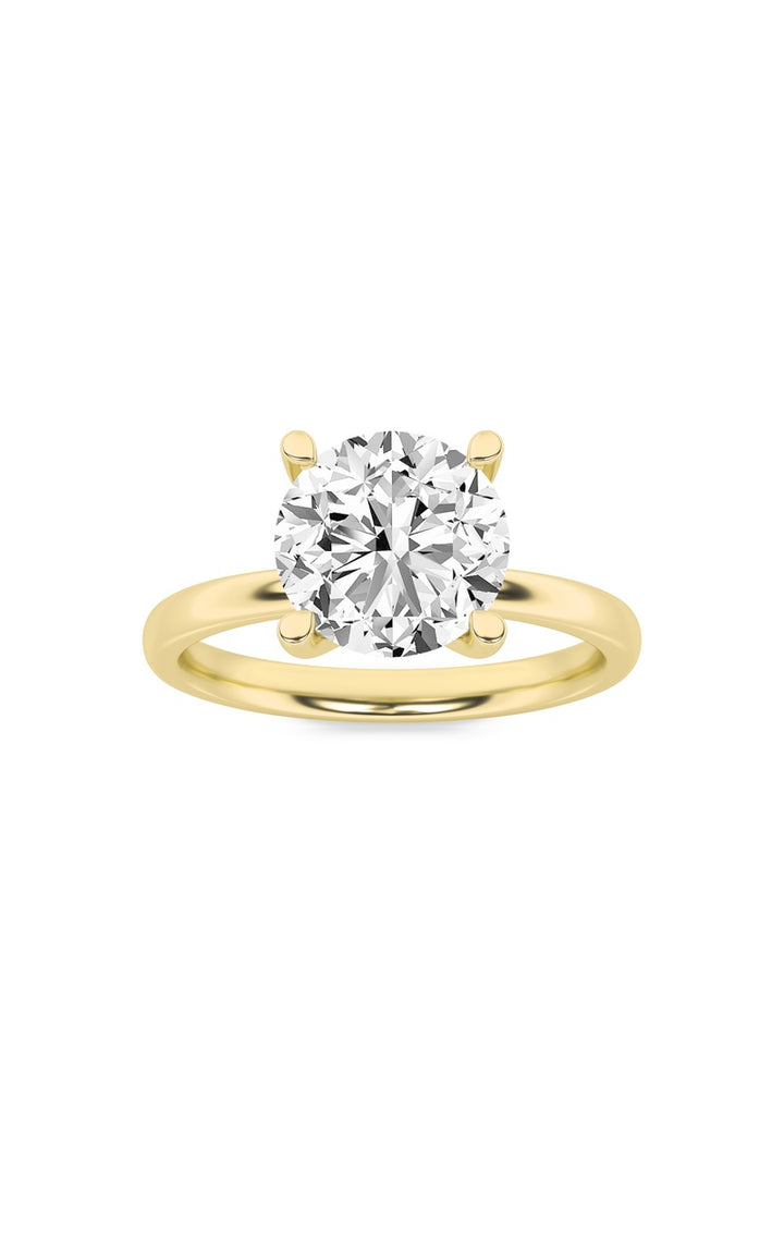 2Cttw Round Shaped Lab Grown Diamond (F/VS) Hidden Halo Petite Shank Ring in 14K Gold