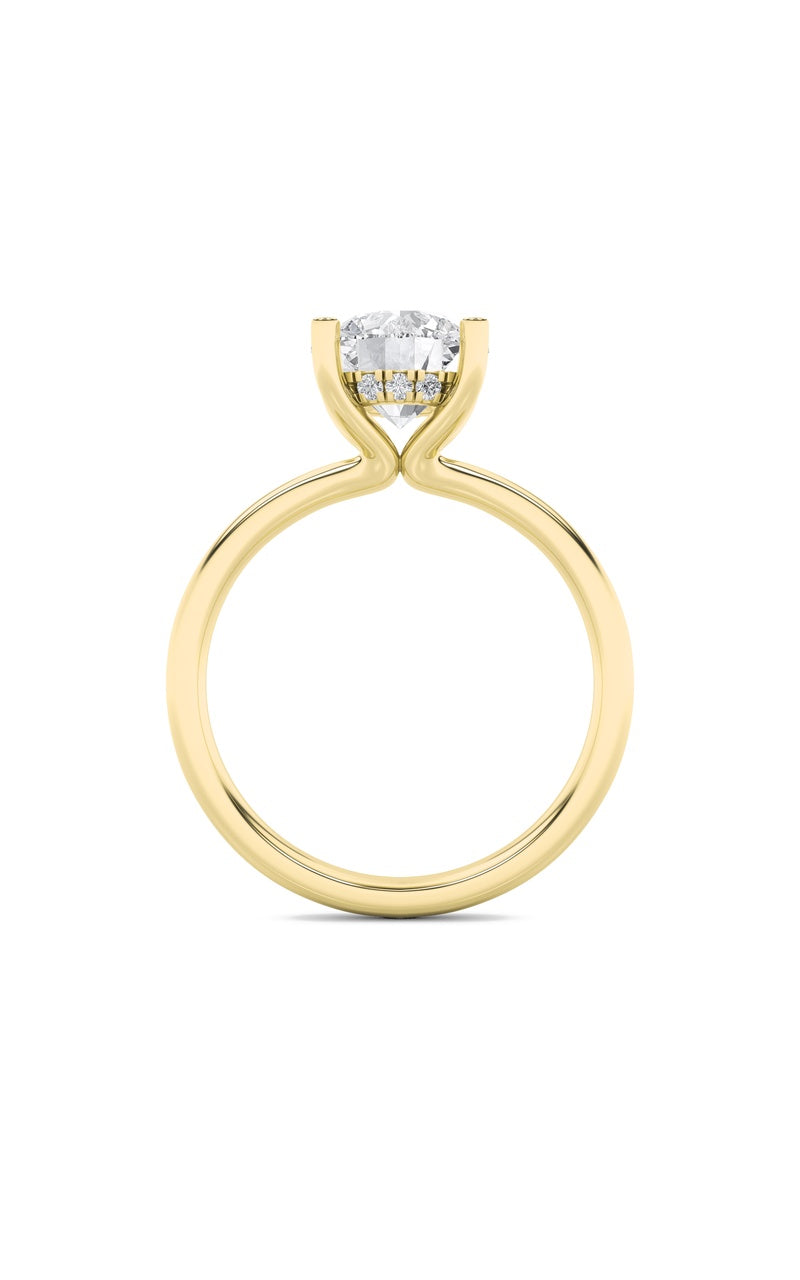 2Cttw Round Shaped Lab Grown Diamond (F/VS) Hidden Halo Petite Shank Ring in 14K Gold