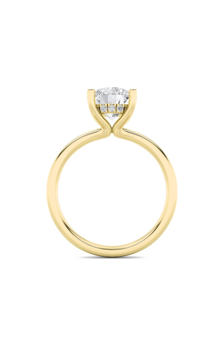 2Cttw Round Shaped Lab Grown Diamond (F/VS) Hidden Halo Petite Shank Ring in 14K Gold