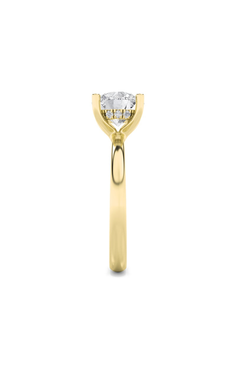 2Cttw Round Shaped Lab Grown Diamond (F/VS) Hidden Halo Petite Shank Ring in 14K Gold