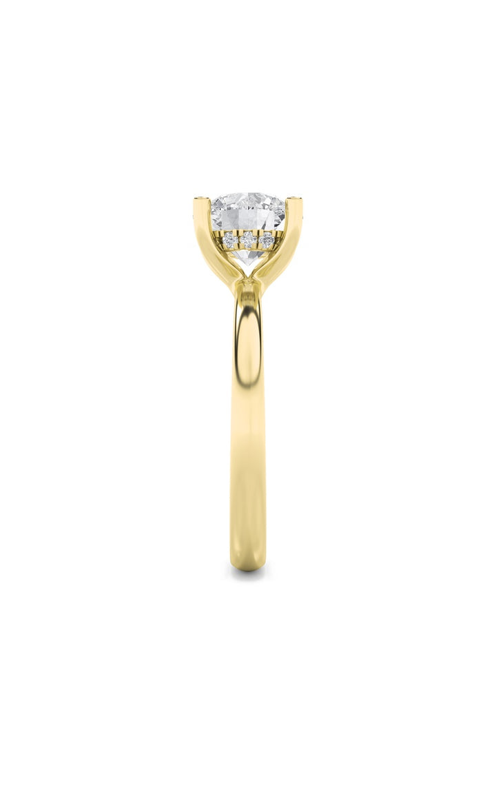 2Cttw Round Shaped Lab Grown Diamond (F/VS) Hidden Halo Petite Shank Ring in 14K Gold