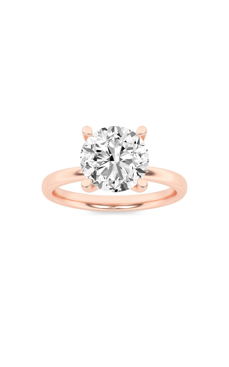2Cttw Round Shaped Lab Grown Diamond (F/VS) Hidden Halo Petite Shank Ring in 14K Gold
