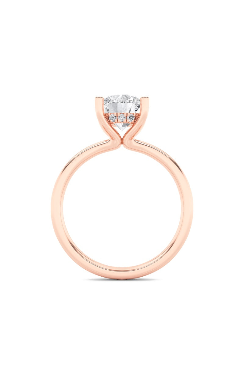 2Cttw Round Shaped Lab Grown Diamond (F/VS) Hidden Halo Petite Shank Ring in 14K Gold