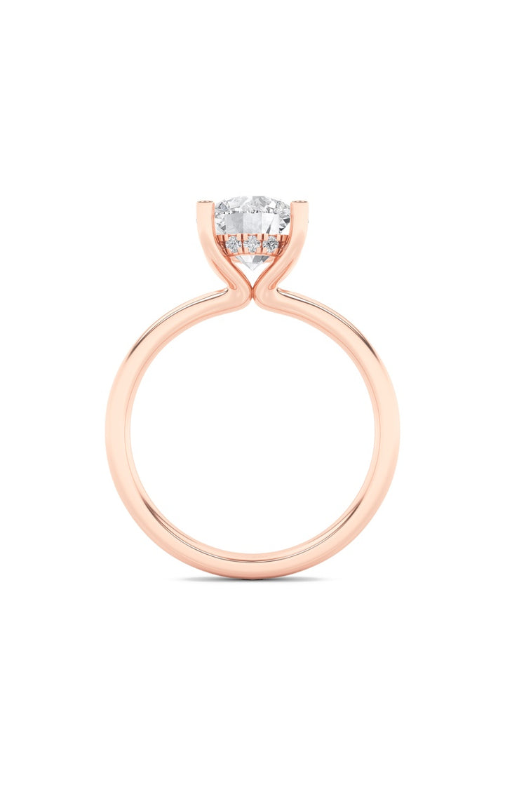2Cttw Round Shaped Lab Grown Diamond (F/VS) Hidden Halo Petite Shank Ring in 14K Gold