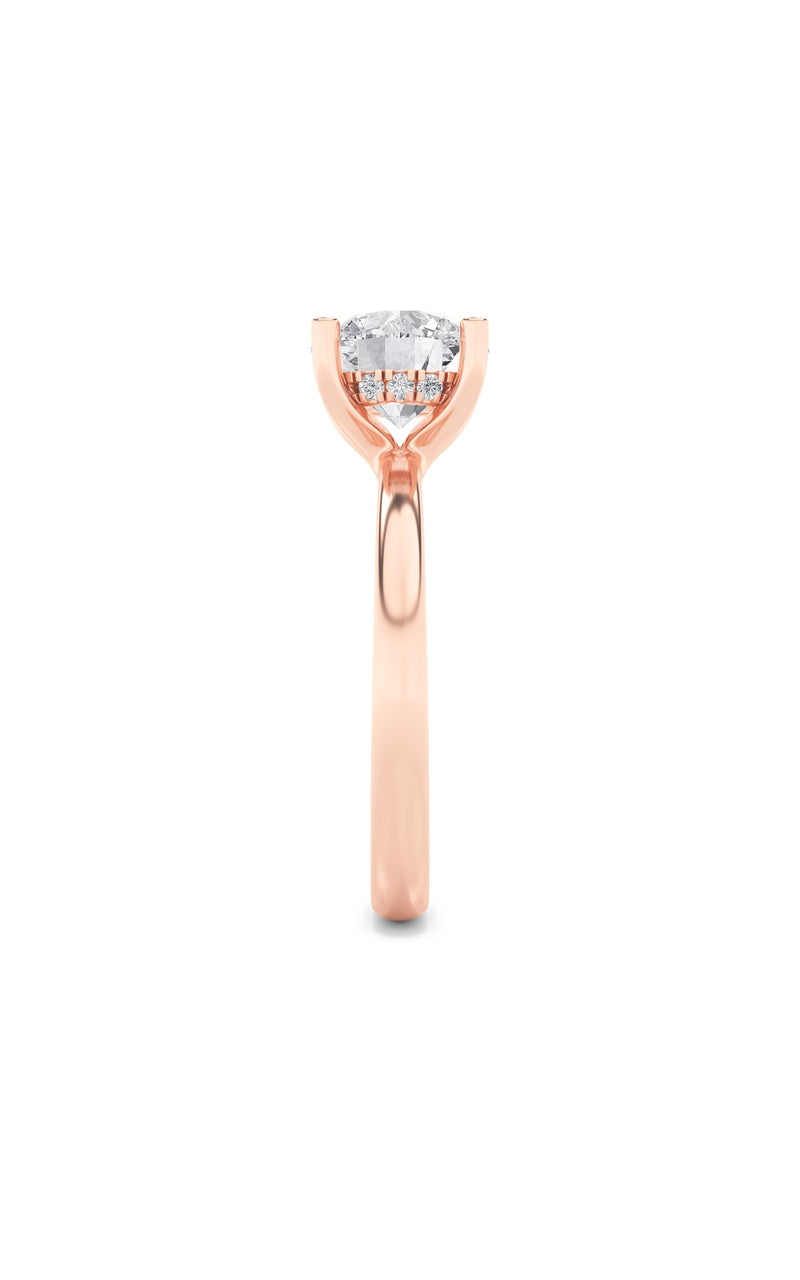 2Cttw Round Shaped Lab Grown Diamond (F/VS) Hidden Halo Petite Shank Ring in 14K Gold