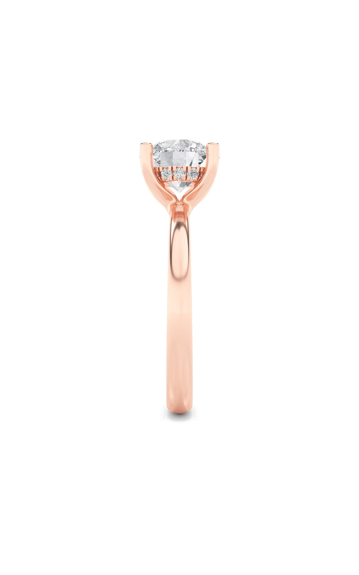 2Cttw Round Shaped Lab Grown Diamond (F/VS) Hidden Halo Petite Shank Ring in 14K Gold