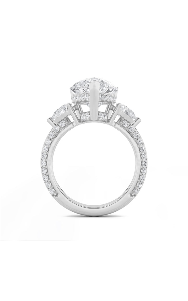 6.75Cttw Pear Shaped Lab Grown Diamond (F/VS) Bold Statement Accented Ring in 14K Gold