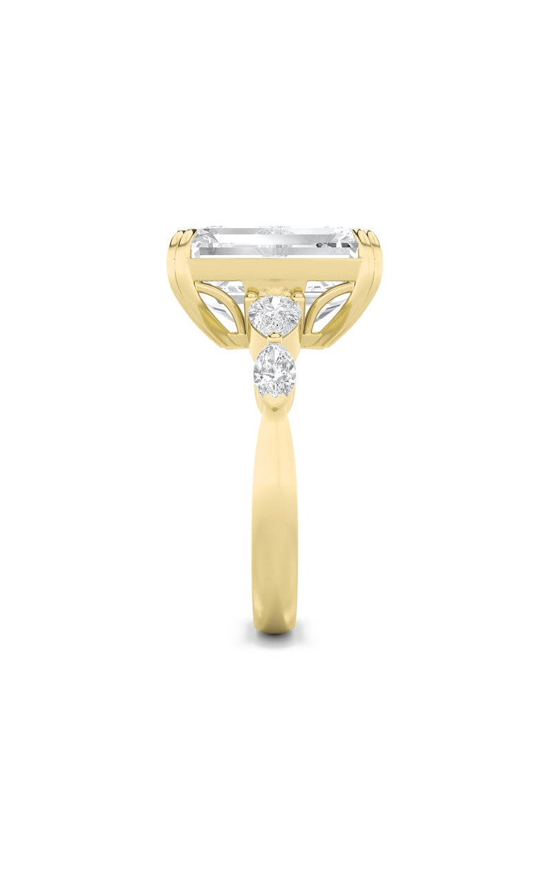 8.5CTW Emerald Shaped Lab Grown Diamond (F/VS) Bold Statement Accented Ring in 14K Gold