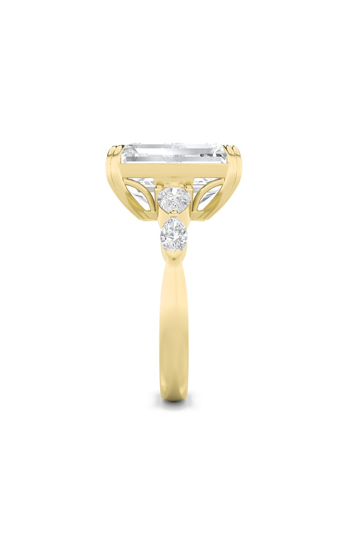 8.5CTW Emerald Shaped Lab Grown Diamond (F/VS) Bold Statement Accented Ring in 14K Gold