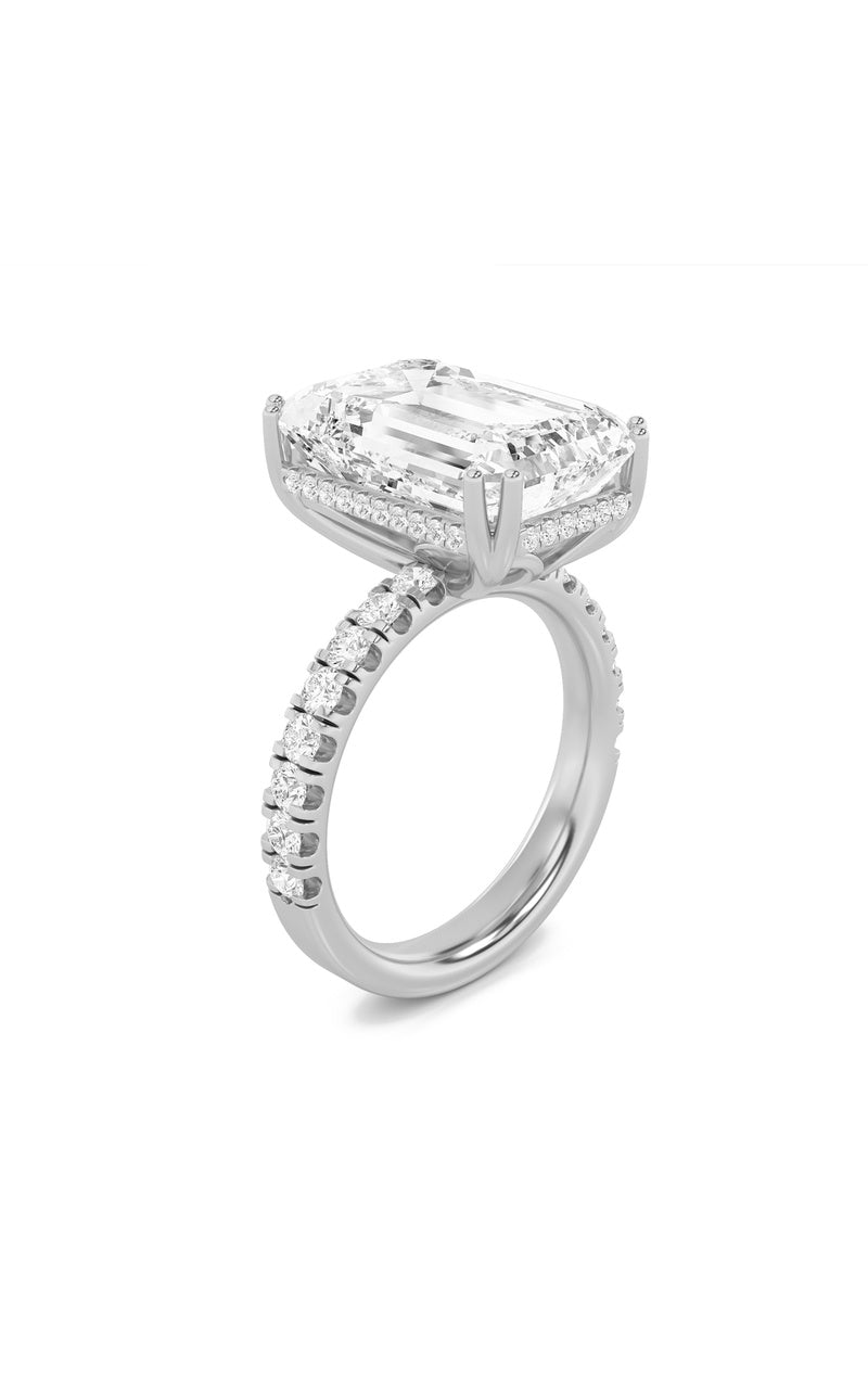 10.25Cttw Emerald Shaped Lab Grown Diamond (G/VS)Bold Statement Accented Ring in 14K Gold