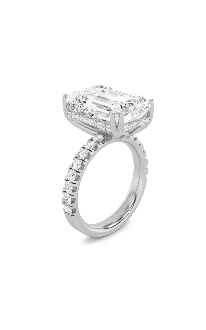 10.25Cttw Emerald Shaped Lab Grown Diamond (G/VS)Bold Statement Accented Ring in 14K Gold