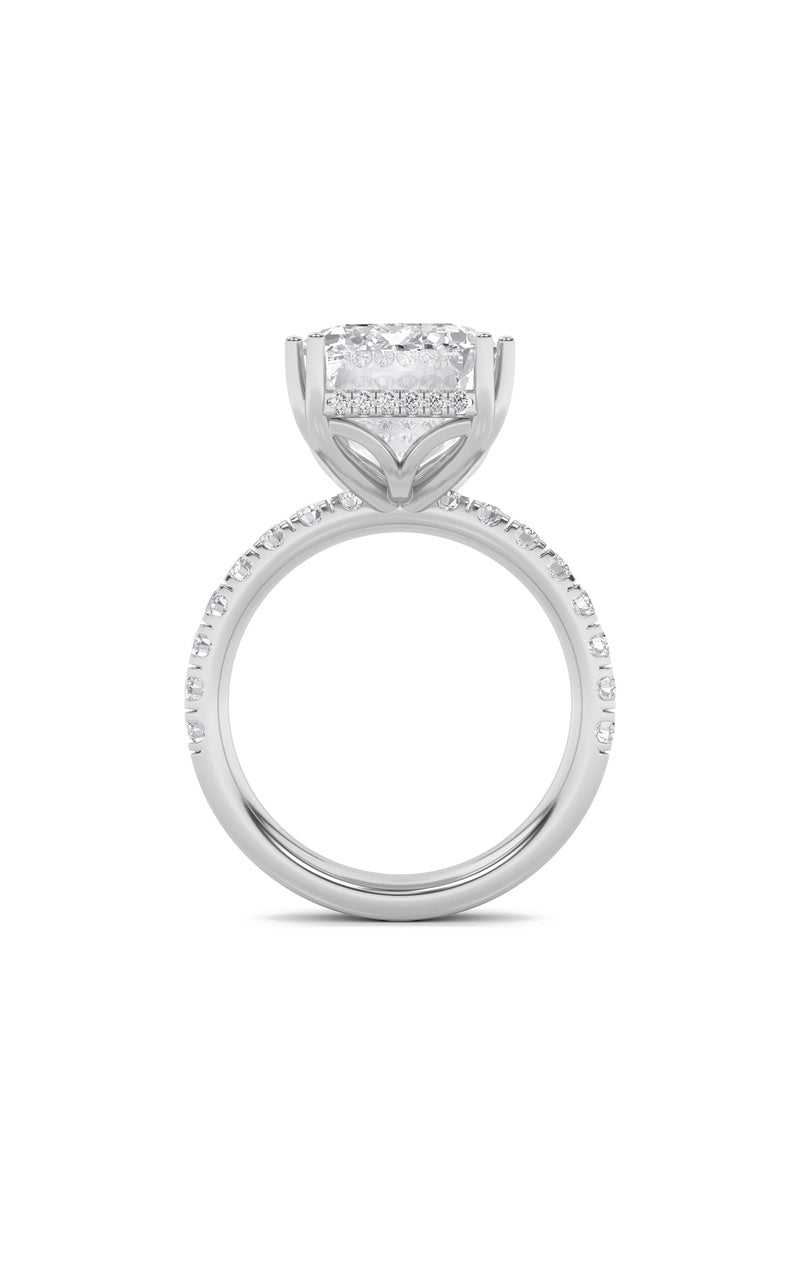 10.25Cttw Emerald Shaped Lab Grown Diamond (G/VS) Bold Statement Accented Ring in 14K Gold