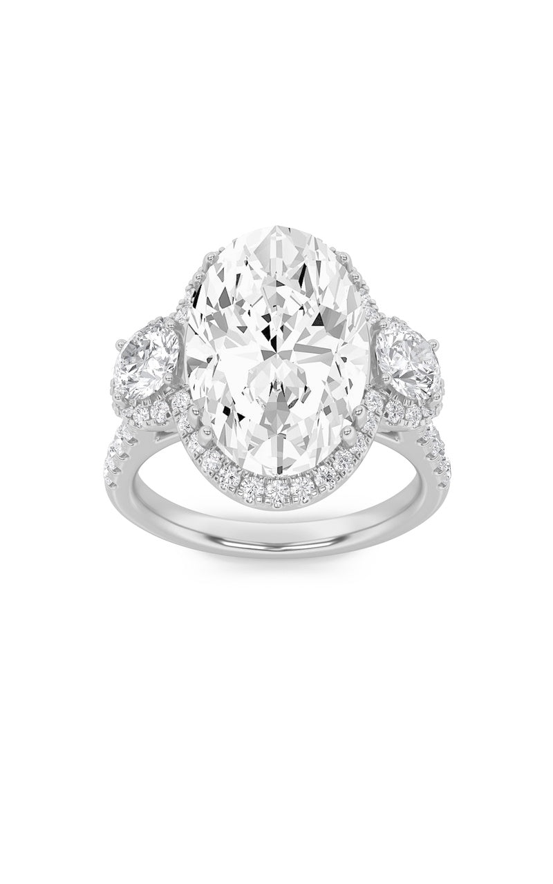7.5Cttw Oval Shaped Lab Grown Diamond (F/VS) Bold Statement Accented Ring in 14K Gold