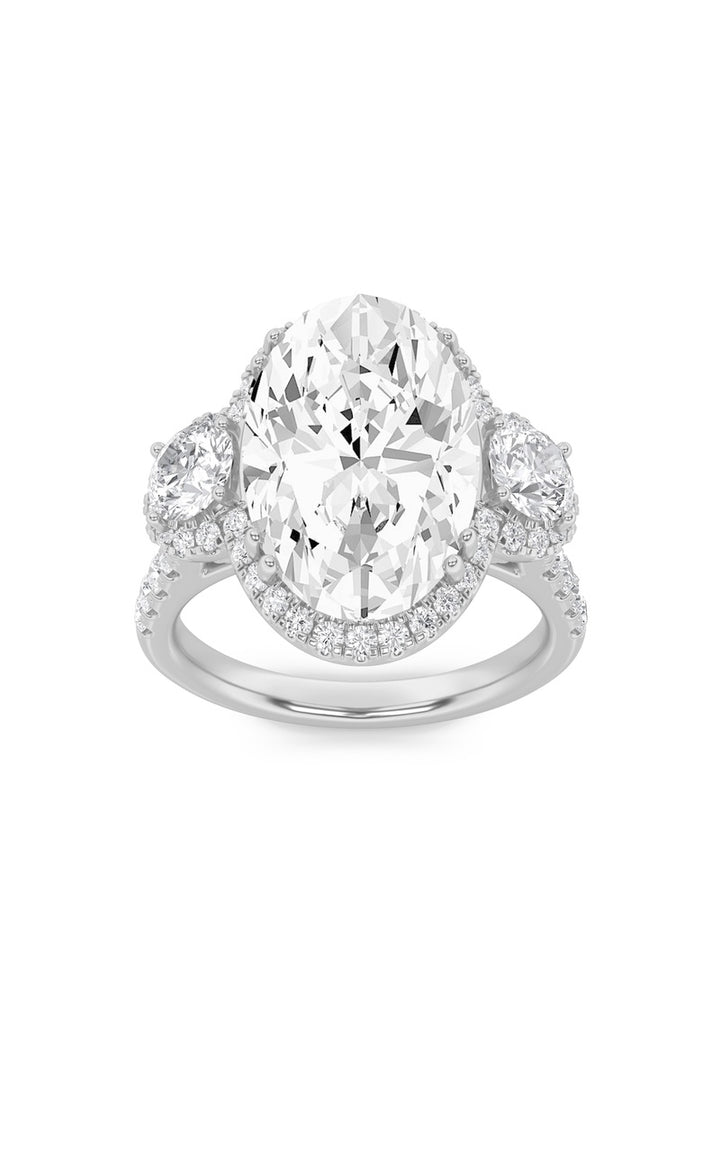 7.5Cttw Oval Shaped Lab Grown Diamond (F/VS) Bold Statement Accented Ring in 14K Gold