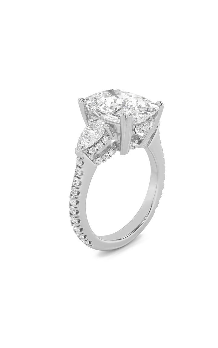 6.5CTW Elongated Cushion Shaped Lab Grown Diamond (F/VS) Bold Accented Engagement Ring in 14K Gold