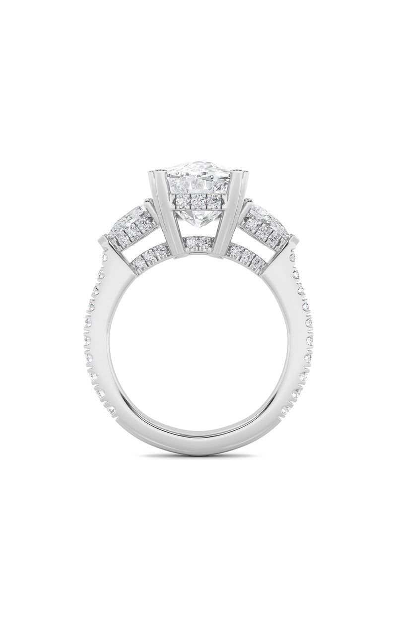 6.5CTW Elongated Cushion Shaped Lab Grown Diamond (F/VS) Bold Accented Engagement Ring in 14K Gold