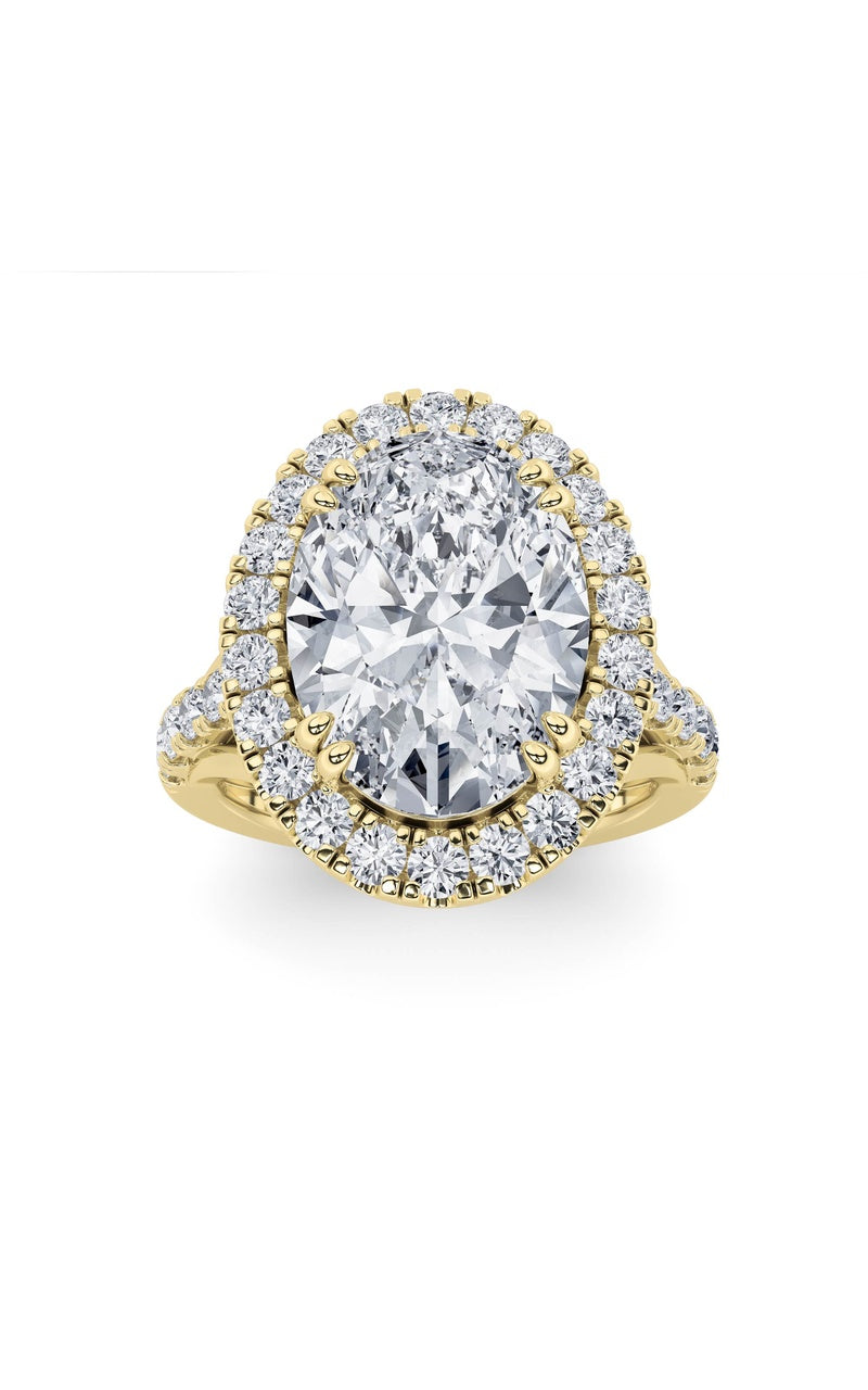 6Cttw Oval Shaped Lab Grown Diamond (G/VS) Bold Accented Engagement Ring in 14K Gold