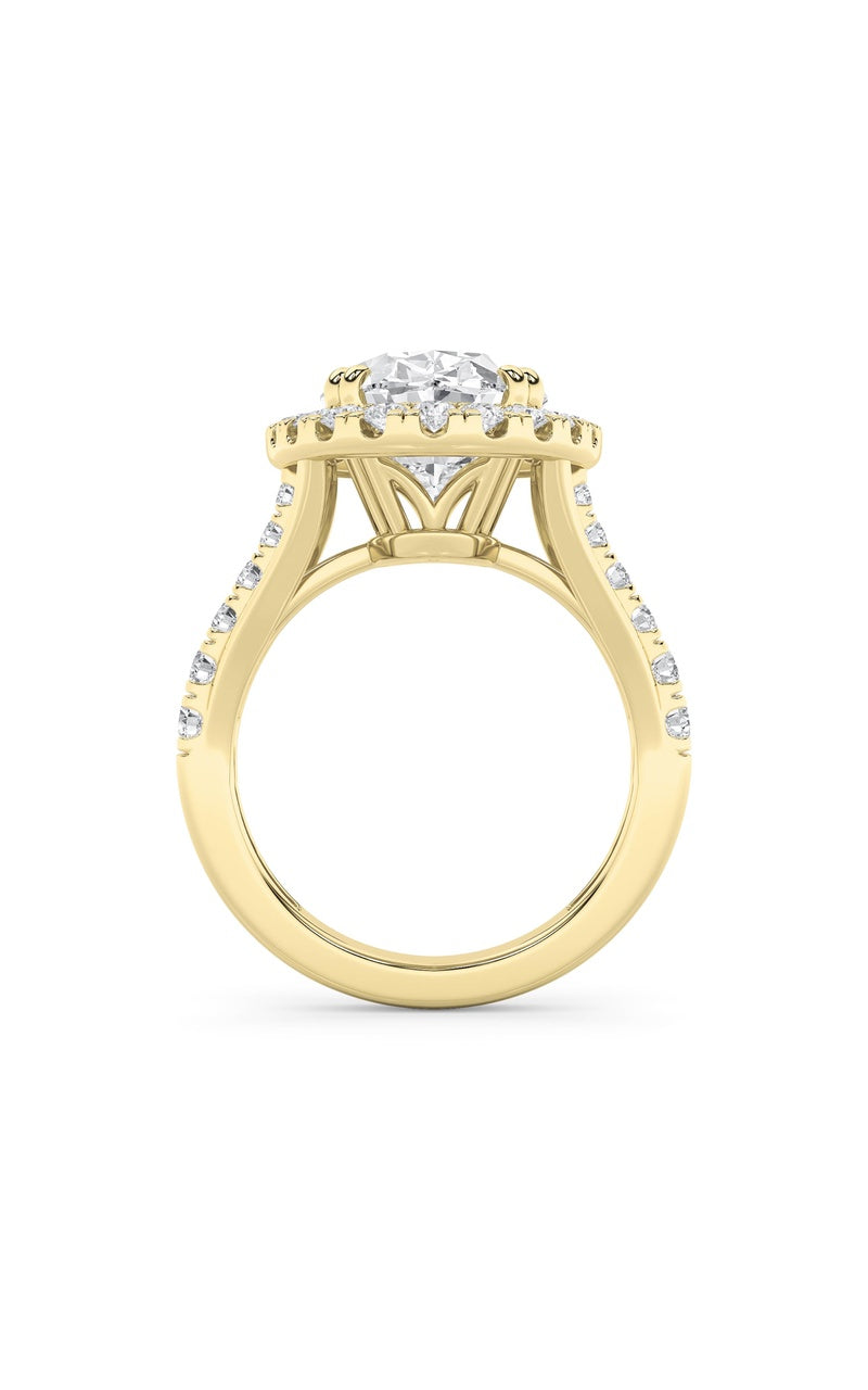 6CTW Oval Shaped Lab Grown Diamond (G/VS) Bold Accented Engagement Ring in 14K Gold