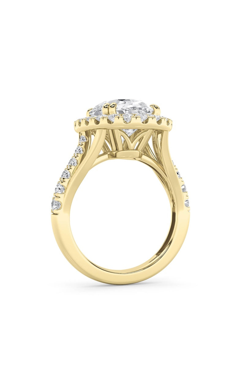 6CTW Oval Shaped Lab Grown Diamond (G/VS) Bold Accented Engagement Ring in 14K Gold
