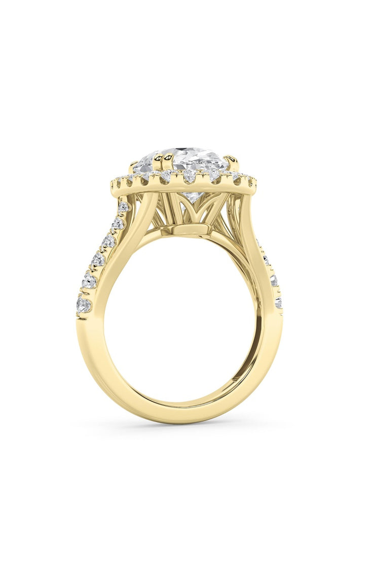 6CTW Oval Shaped Lab Grown Diamond (G/VS) Bold Accented Engagement Ring in 14K Gold