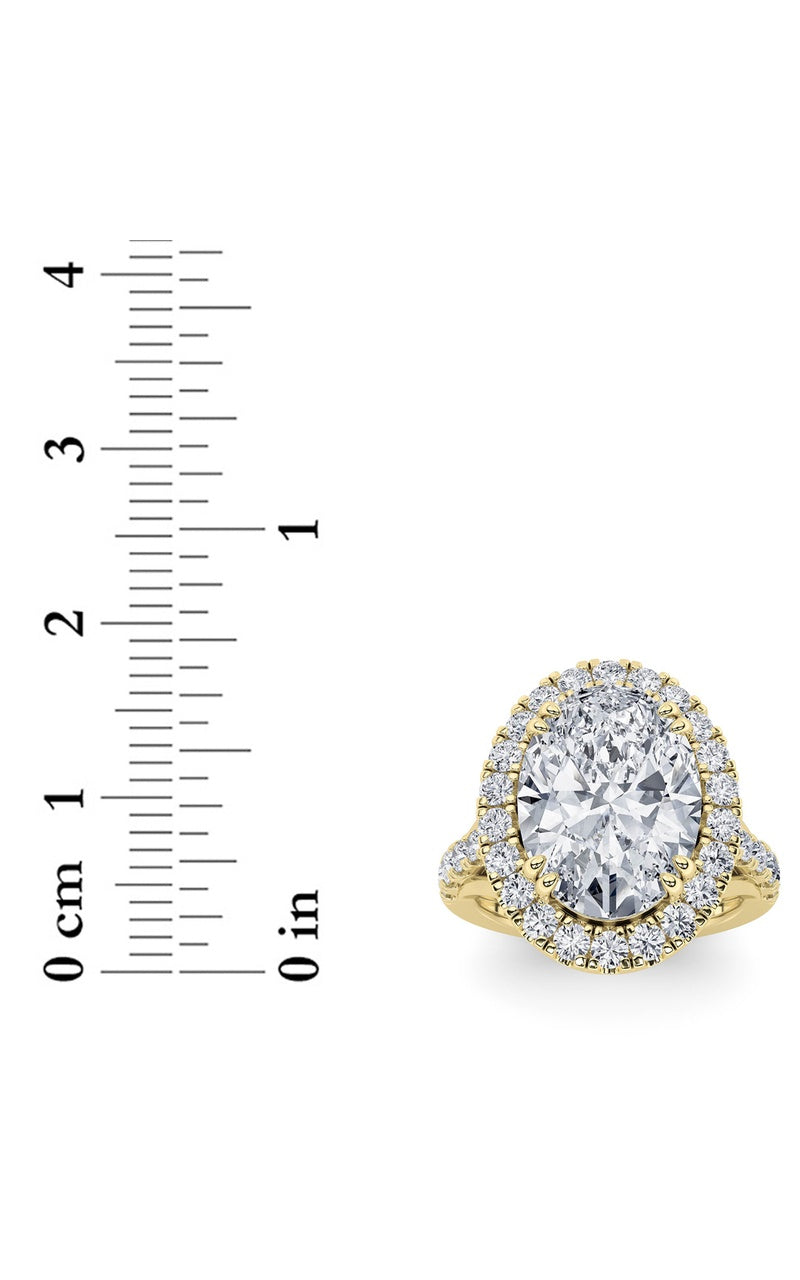 6CTW Oval Shaped Lab Grown Diamond (G/VS) Bold Accented Engagement Ring in 14K Gold
