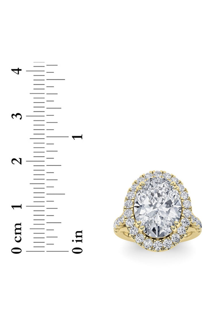 6CTW Oval Shaped Lab Grown Diamond (G/VS) Bold Accented Engagement Ring in 14K Gold