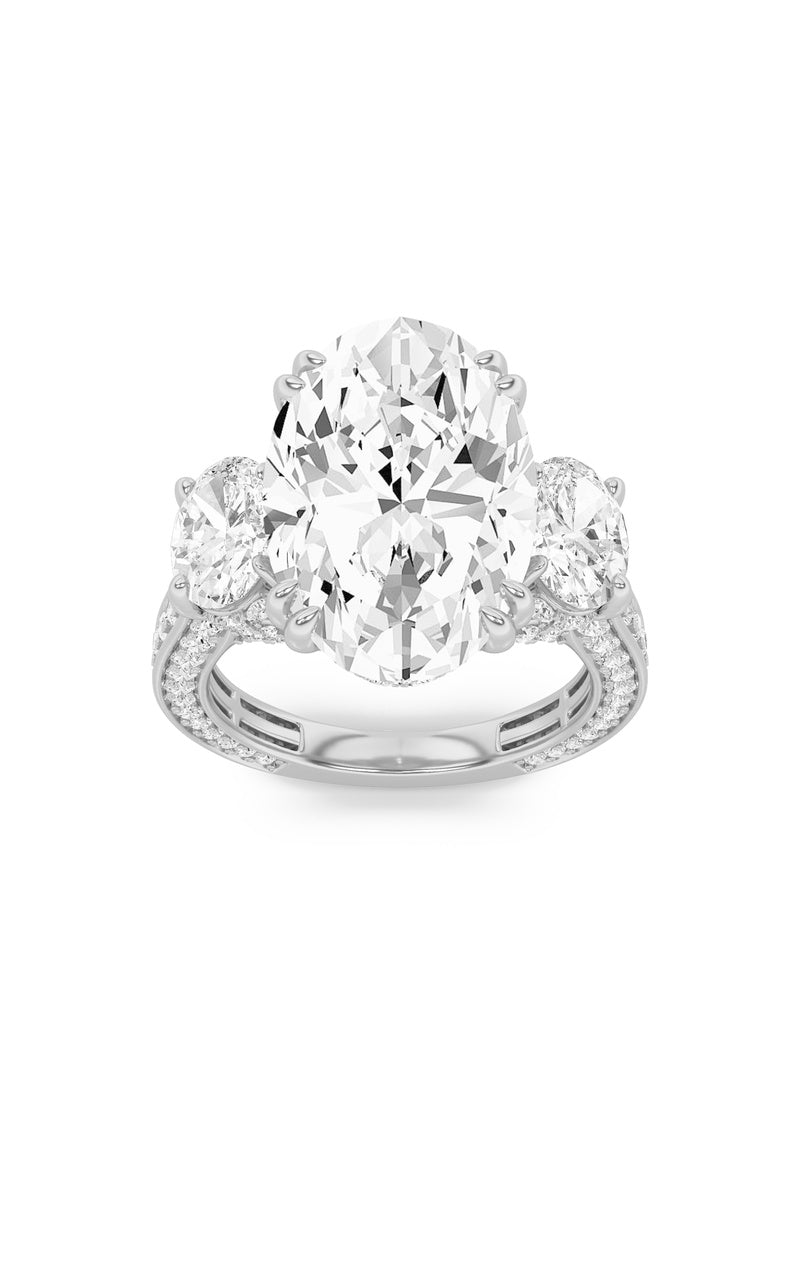 9Cttw Oval Shaped Lab Grown Diamond (F/VS) Bold Statement Accented Ring in 14K Gold