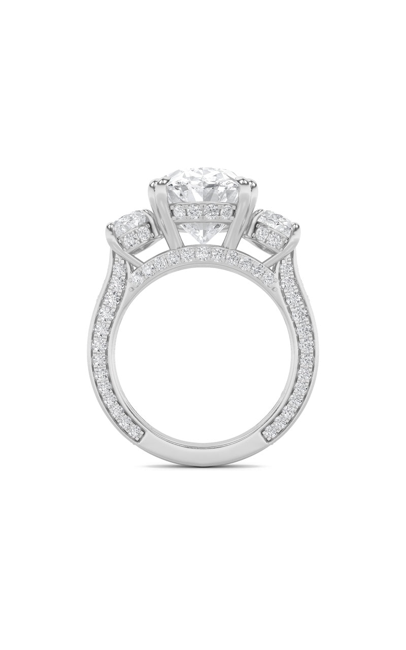 9Cttw Oval Shaped Lab Grown Diamond (F/VS) Bold Statement Accented Ring in 14K Gold
