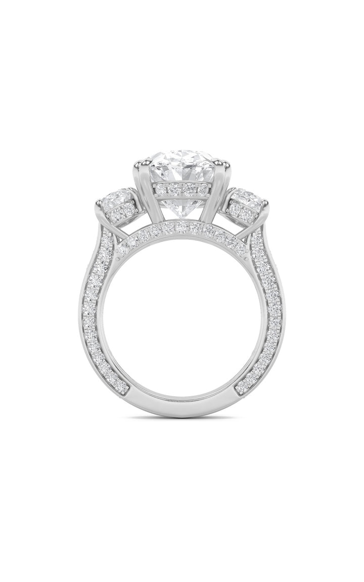 9Cttw Oval Shaped Lab Grown Diamond (F/VS) Bold Statement Accented Ring in 14K Gold